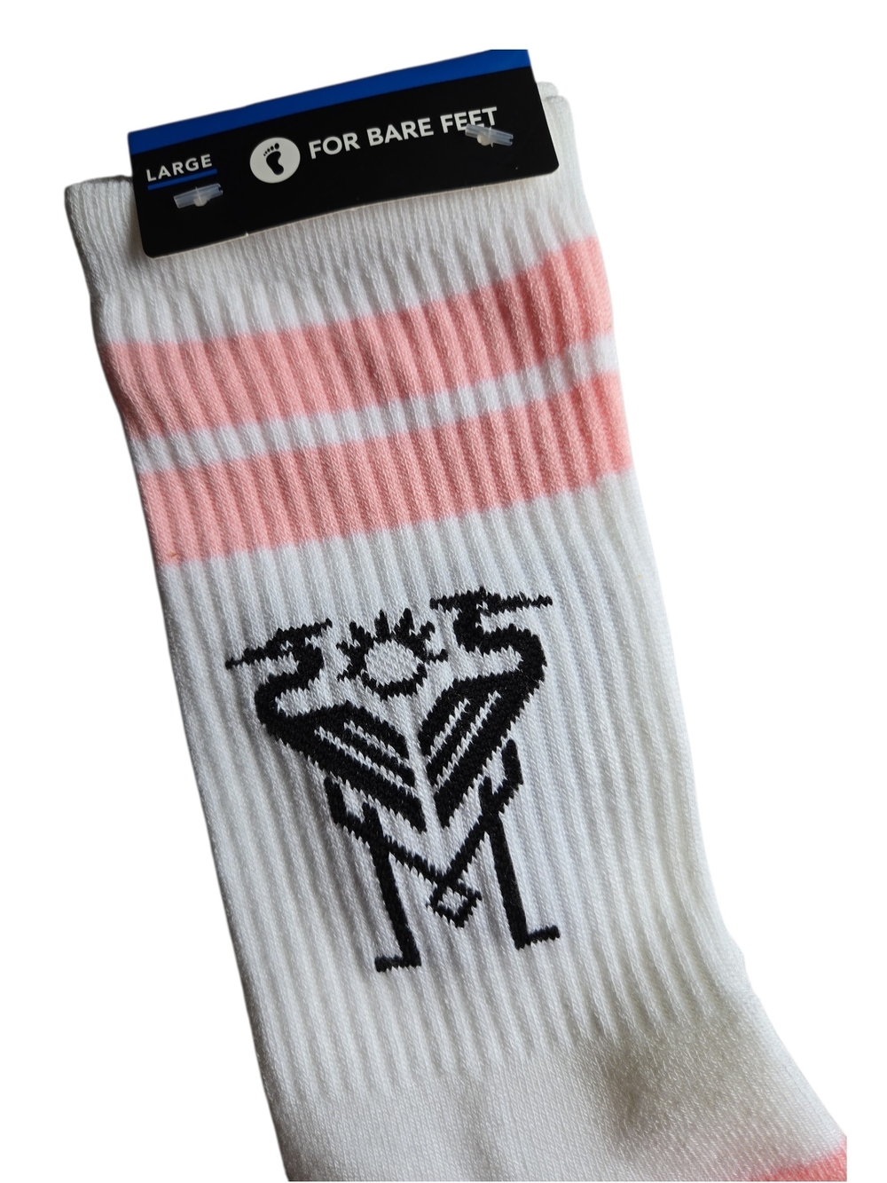 For Bare Feet-Inter Miami CF White & Pink Crew Socks LARGE -Unisex - Picture 4 of 5